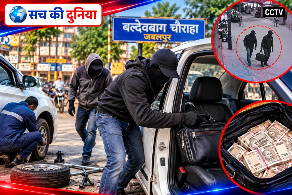 जबलपुर के बल्देवबाग में दिनदहाड़े साढ़े तीन लाख की चोरी, पंचर बनवा रहे पेट्रोल पंप कारोबारी की कार से रुपयों भरा बैग गायब