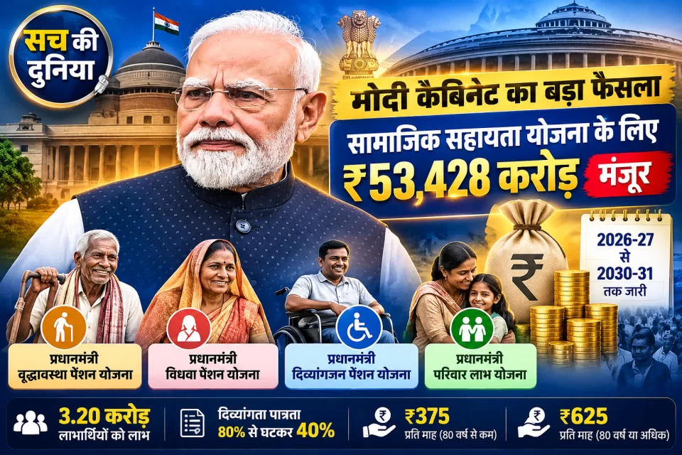 मोदी कैबिनेट का बड़ा फैसला: सामाजिक सहायता योजना के लिए ₹53,428 करोड़ मंजूर, दिव्यांग पेंशन बढ़ेगी