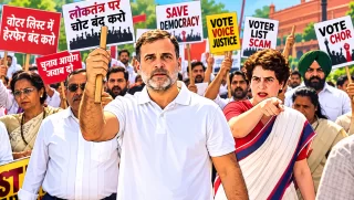 वोटर लिस्ट विवाद पर विपक्ष का चुनाव आयोग तक मार्च, राहुल-प्रियंका धरने पर; CEC ज्ञानेश कुमार के इस्तीफे की मांग